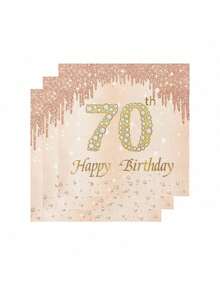 20 件/袋玫瑰金时代主题一次性派对用品，带水钻箔，适用于 30、40、70、80 岁生日派对餐巾、圣诞节