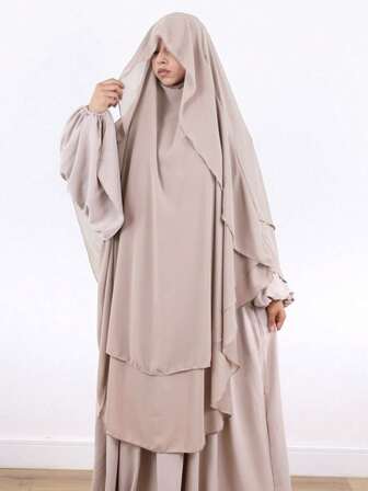 1 pieza Hijab Khimar de gasa transpirable con diseño de ala, conveniente para la privacidad, adecuado para la oración diaria y las salidas de las mujeres, Abaya 4 en 1