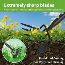 Premium Stirrup  With Adjustable Handle 30-62 Inch Hula  And Garden Cultivator With Rake For  Removal In Flower Beds And Vegetable Gardens - Negro - Ver 3