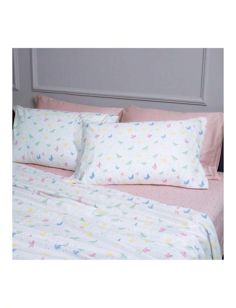 Appel Single Bed Sheet Set, 3 Pieces, 100% Cotton Percale, 200 Thread Count, Cotton Dreams - Multicolor - View 1