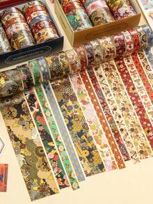 15 Rolls Summer Cherry Blossom Washi Tape Set - Floral Aesthetic Decorative Masking Tape For Bullet Journaling Supplies, Scrapbooking, DIY Craft, Planner Supplies Decorative