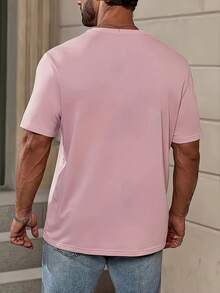 Áo thun cổ tròn tay ngắn đa năng, họa tiết mặt trăng, mềm mại và thoải mái - Hồng - Xem 2