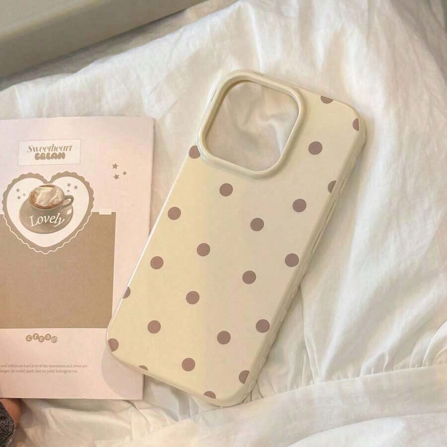 Polka Dot Printed Fashion TPU Anti-Drop Phone Protective Case, Fits For [Phone Model] Waterproof Shockproof Scratch Resistant - Style 8 (1 Piece) - View 1
