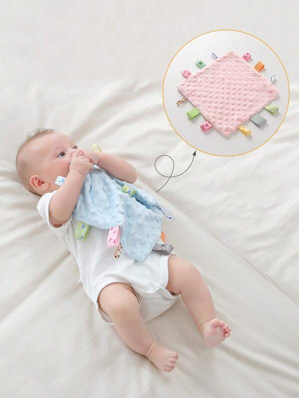 1 Set Of 2 Baby Comforter Blankets, Infant Plush Teething Mitten Sleeping Aid, Newborn Baby Drool Towel, Christmas Baby Accessories, Fine Cotton For Newborn Boys And Girls