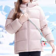 CAMEL CROWN Children's Down Jacket, Thickened With Down, Warm, Windproof, Anti-Static, Hooded, Zip-Up, Suitable For Winter. - Wood Color - View 2