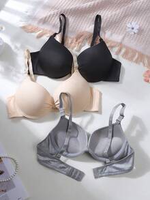 Eusto 3pcs Pack Teen Girls' Underwear Small Bust Push-Up Bra - Features A Tied Neckline, Thickened Lining Cups For Better Support And To Prevent Sagging During Development. - Nhiều màu - Xem 3