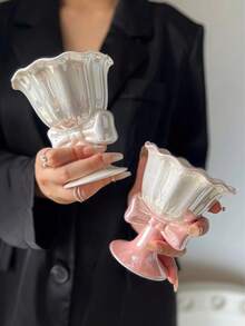 1个可爱3D蝴蝶结珍珠马克杯，高颜值设计感手工捏制马克杯，纯手工制作少女心形水杯、咖啡杯、情侣杯，送女友礼物，开学季礼物，圣诞礼物，生日礼物，情人节礼物 - 彩色 - 查看 11