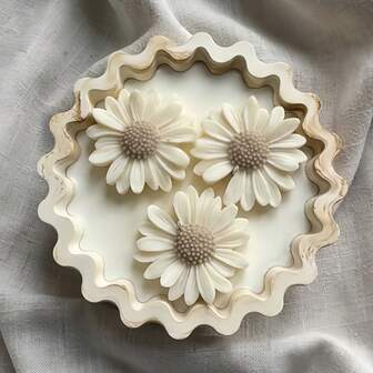 2pcs DIY Clay Mold Set, Including Daisy Candle Mold, Large Origami Wave Edged Plate Mold, Sunflower Round Candle Cup Mold, Asymmetrical Striped Plate Mold For Resin, Cement, Silicone Crafts