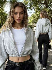 Women's Hooded Jacket, Fashionable Short Spring/Autumn Sweatshirt, Cropped Hoodie - Multicolor - View 6