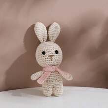 1个手工编织兔子摇铃 - 柔软毛绒兔子环形玩具，适合婴儿，混色面料，易于抓握，吸引宝宝注意力，发出舒缓的摇铃声，适合婴儿房装饰，促进认知发展，适合作为复活节、圣诞节、生日和新生儿礼物，也可作为复活节篮子填充物。 - 彩色 - 查看 6