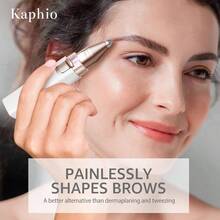 Removedor de vello de cejas para mujer: recargable, 2 en 1, recortadora de cejas y afeitadoras faciales, dispositivo de depilacin elctrico sin dolor para cara, cejas, melocotn, pelusas con luz - Púrpura - Ver 4