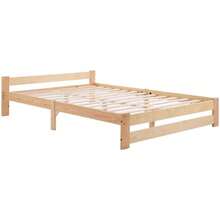 Solid Wood Futon Bed, Natural Wood Bed With Headboard And Slatted Base, Natural (200x90cm) - Natural Color 1 - View 10