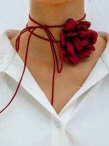 imoli 1 chiếc vòng cổ dây polyester họa tiết hoa thanh lịch, đa năng để đeo hàng ngày, dự tiệc, hẹn hò, làm quà tặng - 30672-nek-đỏ - Xem 2