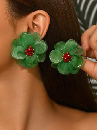 2件套波西米亚风中东花卉手工DIY编织东方宫廷流苏耳环，包含多款不同颜色和设计的仿珍珠花朵吊坠耳环，适合女性日常佩戴、节日、派对、送礼。注意：由于手工制作，产品在运输过程中可能会略微变形，如有需要请手动调整。