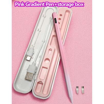 2pcs Set (Stylus Pen + Storage Box), Alloy Material, Magnetic Gradient Color / Compatible With 2018-2024 IPad, Magnetic Stylus Compatible With All Smartphones/Tablets / Apple IPad 10th Gen, Anti-Mistouch, Tilt Sensing, Fast Charging, Compatible With Apple IPad Pro 11/12.9", IPad Mini 5/6/Air 3/4/5, IPad 6/7/8/9/10 [Gradient Color]