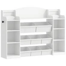 HaluPeit Librería infantil de madera con 8 cajones de tela para habitación infantil, salón, estudio, color blanco 30 x 140 x 104 cm - Blanco - Ver 9