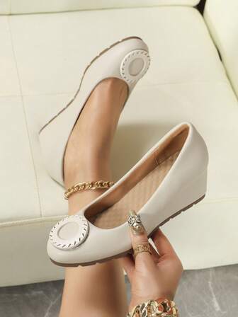 Women's Fashion Wedge Heel Soft Comfortable Slip-On High Heels