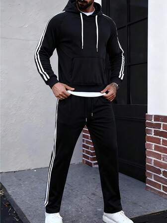 Chándal con capucha, sudadera y pantalón de chándal de unicolor para hombre, conjunto de ropa deportiva para parejas, otoño/invierno