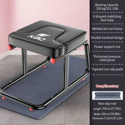 Can Bear 250kg, Multi-Functional Handstand Shrine Double Armrest Household Handstand Stool, U-Shaped Foot Tube, Stable And Not Rollover, Inverted Chair Upside Down Yoga AIDS Fitness Equipment Tensioner, Thick Breathable Mat