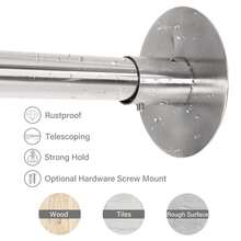 L Shape Shower Rail Rods Curtain Rod Wall Mounted Curved Bath Pole For Bathroom - Silver - View 6