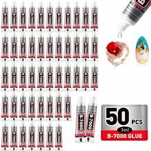 50pcs/Pack B-7000 Multi-Purpose Adhesive 3ml/Bottle, Clear Small Bottle Jewelry Glue, Suitable For Jewelry, Metal, Stone, Nail Art, Glass, Leather, Wood, Model, Shoes, Phone Screen Repair