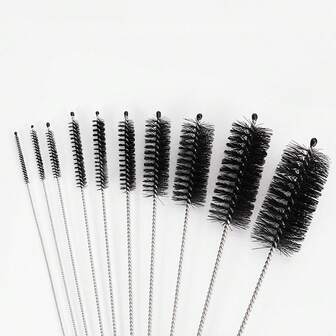 10件套化油器清洗工具套装 - 10根清洗针和5个刷子，发动机维修调整套装，试管刷，适用于各种尺寸的管道