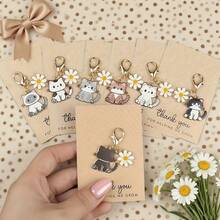 3 قطع مجموعة سلسلة مفاتيح بشكل قطة كرتونية وعباد الشمس، تتضمن 3 بطاقات شكر تحفيزية، مناسبة لسلاسل المفاتيح وديكور العبوات والأقلام، مثالية للاستخدام اليومي والديكور، وهي هدية مفكرة للعائلة والأصدقاء، مناسبة للعودة إلى المدرسة وأعياد الميلاد وغيرها - متعدد الألوان - مشاهدة 1