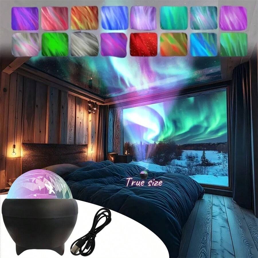 مصباح إسقاط LED بتشغيل USB بريموت كنترول - متعدد الوظائف لسماء مليئة بالنجوم وإضاءة قراءة الكتب الإلكترونية، مناسب لغرفة النوم أو غرفة المعيشة أو ديكور المنزل - يخلق جوًا مريحًا ومناسب للهدايا، إضاءة غرفة المعيشة