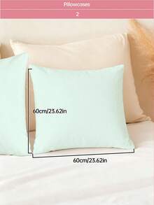 HONEY MOON 2pcs Soft & Breathable Solid Color Pillowcase, Envelope Closure, Wrinkle Resistant, No Filling - Fits T/F/Q/K Size Home & Dorm, OEKO-TEX Certified, Light Green - Light Green - View 17