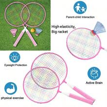 Rackets For Children,12 In 1 Shuttlecocks Racquet Sports Set W/Lightweight Carrying Bag For Kids Professionals B... - Pink - View 2