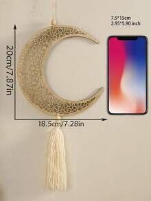 1 Stück/2 Stücke Set beige Mond & Stern geschnitzter hölzerner Hängedekoration, bohemian nordischer Stil Cut Out leichter Dekoartikel mit Quaste, natürliche Holzmaserung Mondsichel & Stern geformte Wanddekoration, geeignet für Zuhause Wohnzimmer, Schlafzimmer, Fensterecke, Flur, Eingang, Partyhintergrund, Atmosphärenbeleuchtung, Fotografie-Requisiten, Wandkunst - Beige - Übersicht 7