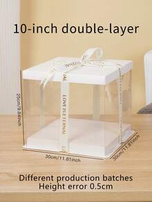 1pc White Lid Transparent Cake Box, Suitable For Cakes, Pastries, Chocolates, Cookies, Pies, Birthday Parties, Weddings, Valentines, Gift Packaging & Storage Box School Supplies Food Bag Food Box Suitable For Candy Chocolate Cookies Etc.