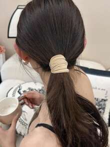 5条装女士高弹力无损无缝发圈，时尚百搭优雅简约纯色发饰，适合日常、休闲、派对、海滩、扎马尾、盘发、洗脸、化妆、搭配服装等场合，发圈、橡皮筋、发绳、弹力发带等发饰 - 彩色 - 查看 2