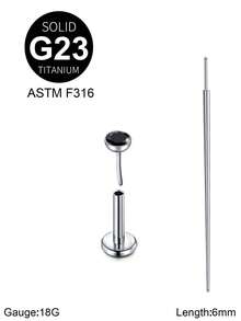 Khuyên tai xỏ khuyên không ren bằng titan 20G/18G/16G có đầu thon G23 đinh tán phẳng cho nam nữ, khuyên tai AB CZ màu đen, khuyên vành tai, khuyên môi, khuyên vành tai, khuyên tai xoắn ốc, khuyên tai dạng thanh, dài 6/8/10mm - Đinh tán + côn - Xem 14