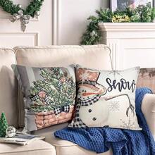 Juego de 4 fundas de almohada de Navidad de 18 x 18 pulgadas, arboles de Navidad, decoraciones para sofá, sofá (rojo y negro) - gris - Ver 5