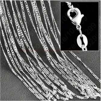 5PCS Silvery Plated 2.5MM*16-30inch Chain Men 3:1 Necklace