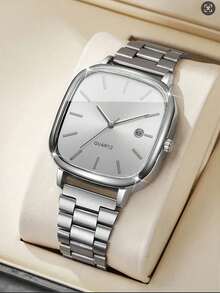 1pc Minimalist Men's Bar Scale Dial Quartz Watch With Mesh Strap, Suitable For Daily Wear, Birthday, Gift For Men, Anniversary, Year-End Promotion, Singles' Day, Halloween Promotion, No Gift Box - White - View 1