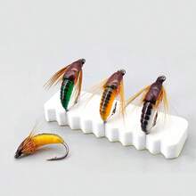 6pcs/The Nymphs Of The Stone Silkworm Moth, The Fly Hook, And The Hair Hook Bionic Bait, The Lure Fly Hook Nymphs, And The Fly Hook Surface Bait Can Be Used To Catch 3 To 3 Pounds Of Saltwater Freshwater Fish