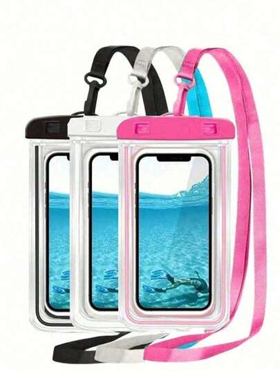1/5pcs Universal Waterproof Phone Bag, Swimming Waterproof Phone Case, Beach Dry Phone Pouch, Christmas, Halloween Gift, Home, Room, Birthday, New Year, Accessories, Friends, Fun Gift, Summer, Beach (Random Color) Travel Essentials Travel Accessories Vacation Holiday Back To School
