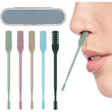 5 Pcs 2 en 1 Rasuradora de Nariz, Cortador de Pelo , con Cuchilla de Doble Filo, 360 Giratorio, Porttil y Lavable a Mano, Depiladora de Nariz, Unisex - Mezcla de Colores - Ver 2