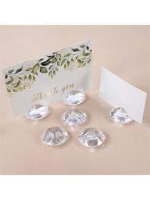 30个装 - 精致透明钻石形亚克力水晶卡片架 - 底座稳固，边缘光滑，可重复使用，桌号座位展示架，精细抛光桌号展示架，适用于婚礼、生日派对、商务活动 - 彩色 - 查看 1