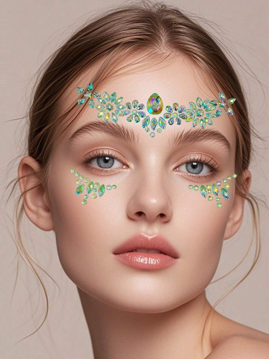 1 pièce de gemme de visage de sirène, convient pour toutes les saisons, les festivals de musique, le cosplay, les fêtes, la photographie, les accessoires quotidiens (résine ABS) Noël