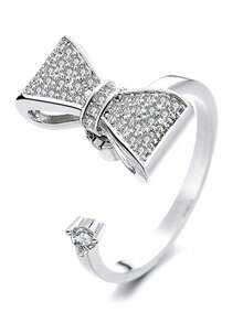 1 pièce Bague de soulagement de l'anxiété réglable et rotative pour femmes, en forme de fleur, cœur, flocon de neige, lune, étoile, nœud avec zirconium serti. Aide les femmes à soulager l'anxiété et le stress - Multicolore - Voir 14