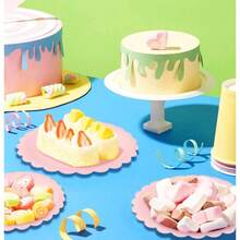 25 Pieces Pink Paper Plates Inch Pink Scalloped Plates Disposable Dinner Plate Wedding Shower Birthday Party Dessert Plate - 淺粉紅色扇貝形紙盤 + 25 個 7 英寸 - 查看 7