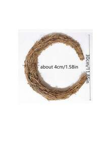 1pc Rustic Wood Grain DIY Rattan Wreath,Wreath Ring,Wreath Making Kit,Wreath Base,Wreaths To Decorate- Available In Five-Pointed Star, Heart, Moon & Ring Shapes, With Artificial Flower/ Vine Branch Options. Suitable For Ramadan, Christmas, Thanksgiving, Weddings, Birthdays & Home Wall Hanging Decorations (Includes Wooden Vine Hoop For DIY). - Multicolor - View 16