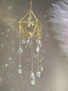 Diamond Frame Crystal Moon & Star Garden Decor Sun Catcher, Hanging Ornament, Christmas Decoration, New Year Gift, Holiday Party Decor - Multicolor - View 2