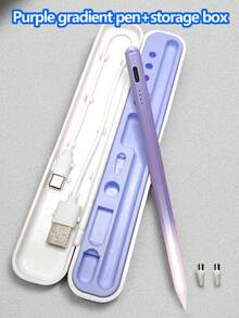 2pcs Set (Stylus Pen + Storage Box), Alloy Material, Magnetic Gradient Color / Compatible With 2018-2024 IPad, Magnetic Stylus Compatible With All Smartphones/Tablets / Apple IPad 10th Gen, Anti-Mistouch, Tilt Sensing, Fast Charging, Compatible With Apple IPad Pro 11/12.9", IPad Mini 5/6/Air 3/4/5, IPad 6/7/8/9/10 [Gradient Color]