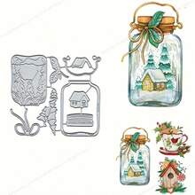 1pc Christmas Drift Bottle Metal Cutting Die - Silvery, DIY Scrapbooking & Card Making Tool For Festive Crafts