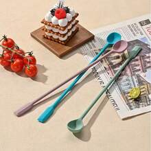 硅胶双头刮勺，鸡尾酒搅拌棒，耐热长柄粉末/蜂蜜搅拌棒