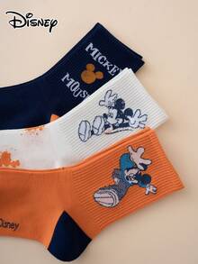 Disney 3 pares de calcetines de media caña con diseño de  y letras, de colores contrastantes, calcetines deportivos, para todas las estaciones, talla europea y americana, cómodos y transpirables, de colores vibrantes, aptos para uso diario, de tela premium, sin sensación de ahogo - Multicolor - Ver 4